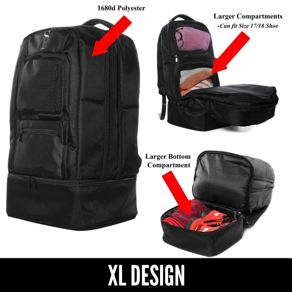 Black Durable Sneaker Backpack With Multiple Comp… - image 3